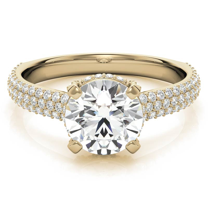 Round Pave Style Moissanite Engagement Ring - enr012 - MoissaniteCo.com