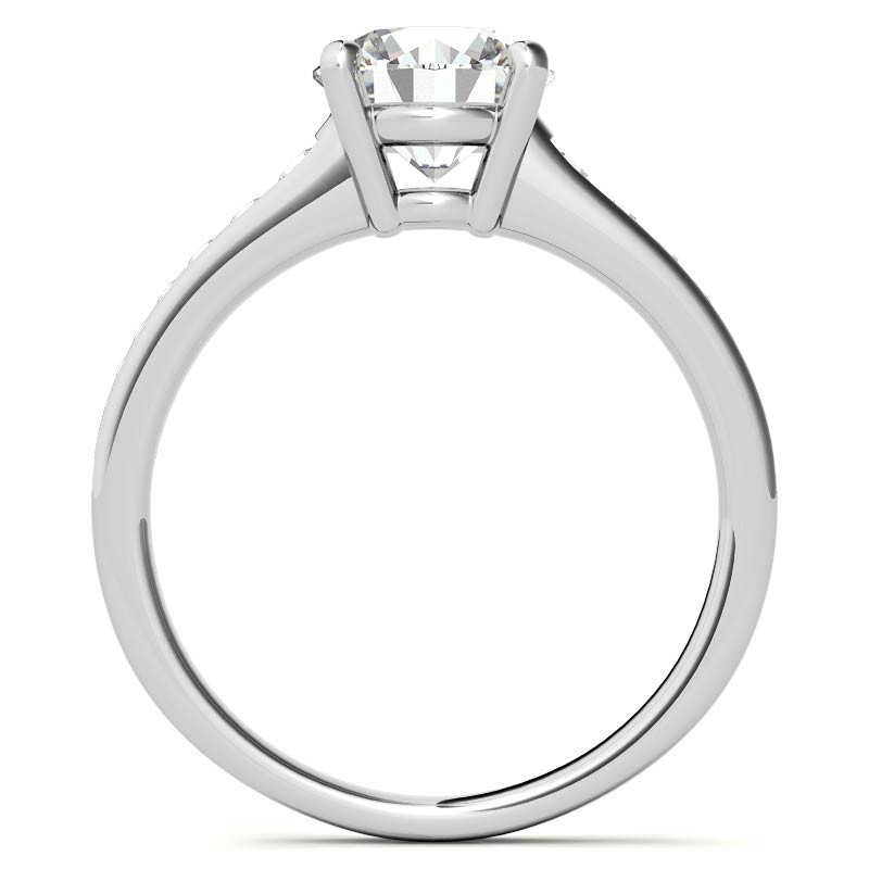 Round & Diamond Channel Set Engagement Ring - enr134 - MoissaniteCo.com