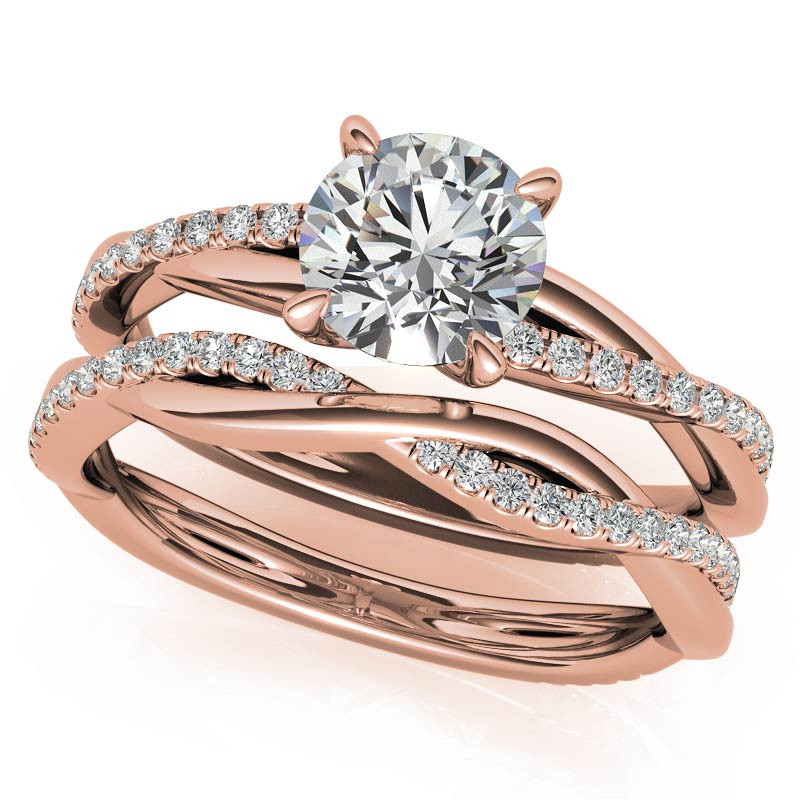 Twisted 4-Prong Round Brilliant Moissanite Engagement Ring - enr704 ...