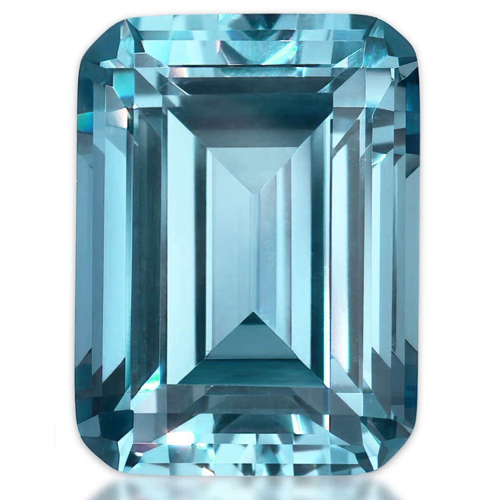 Emerald Cut Lab Grown Aquamarine Loose Stone - emerald-aquamarine-loose -  MoissaniteCo.com