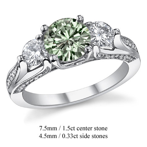 Green Unique 3 Stone Moissanite Trellis Engagement Ring Cgeng795 Moissaniteco Com,Designs For Health B Supreme