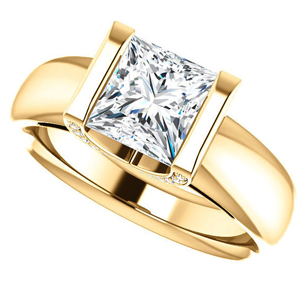 Princess cut Moissanite Modern Engagement Ring - enr022-pr ...