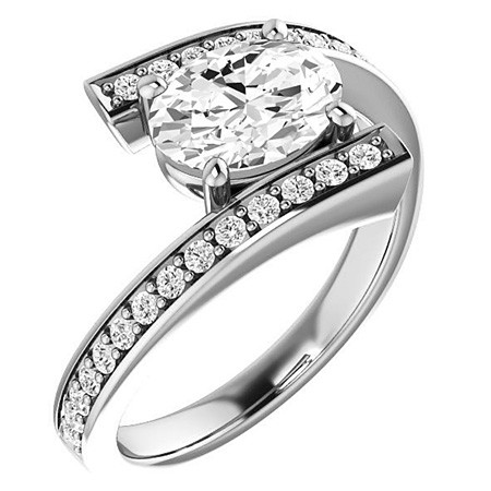 Contemporary Bypass Engagement Ring Setting in White Gold