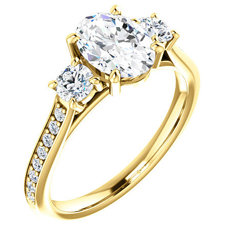Oval & Round Three-Stone Moissanite Cathedral Engagement Ring - enr163 ...