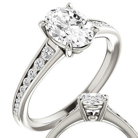 Oval & Diamond Channel Set Engagement Ring