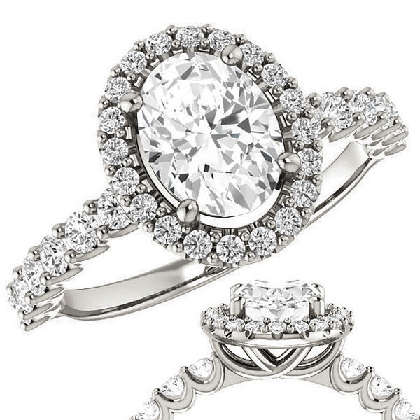 Ct Neat White Heart Three Row Pave Moissanite Diamond Halo Engagement Ring Details about  / 2.01