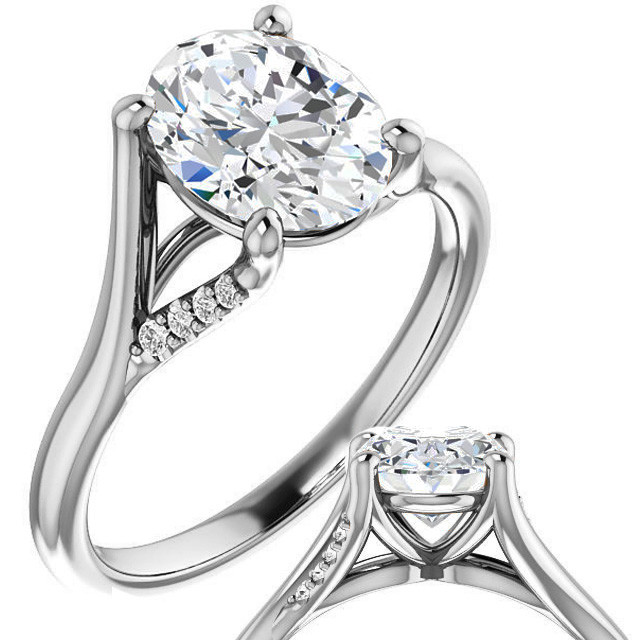 Round Center Micropave Split Shank Cathedral Diamond Engagement Ring  Setting - Barsky Diamonds