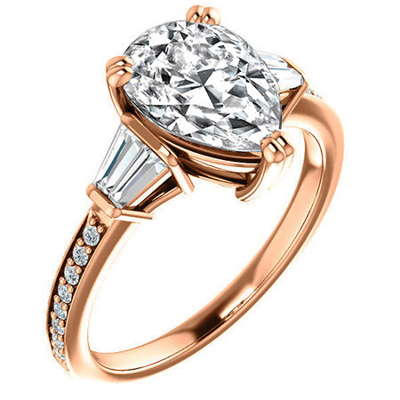 Pear Moissanite & Diamond Baguette Engagement Ring - enr033-pear ...