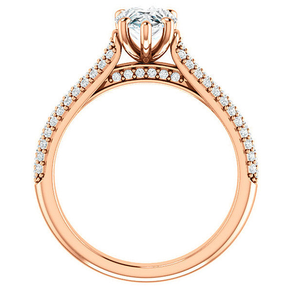 Pear Pave Cathedral Engagement Ring - enr338-pear - MoissaniteCo.com