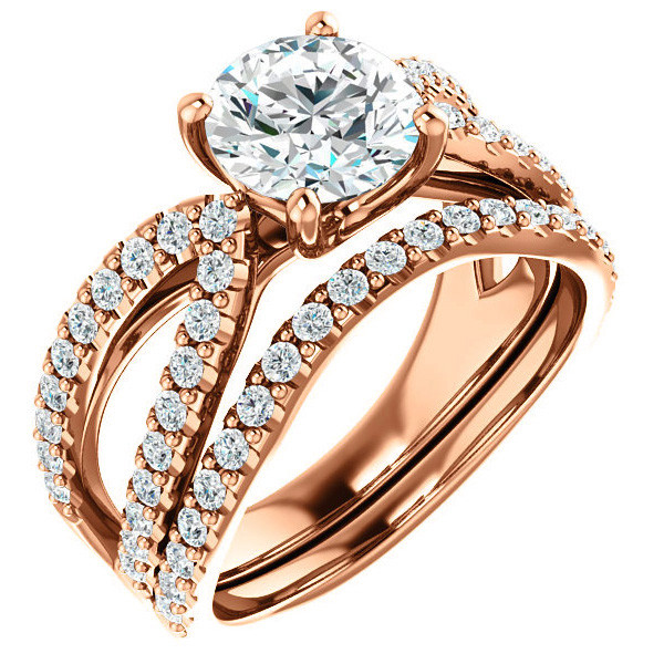 Round cut Infinity Style Engagement Ring - enr325 - MoissaniteCo.com