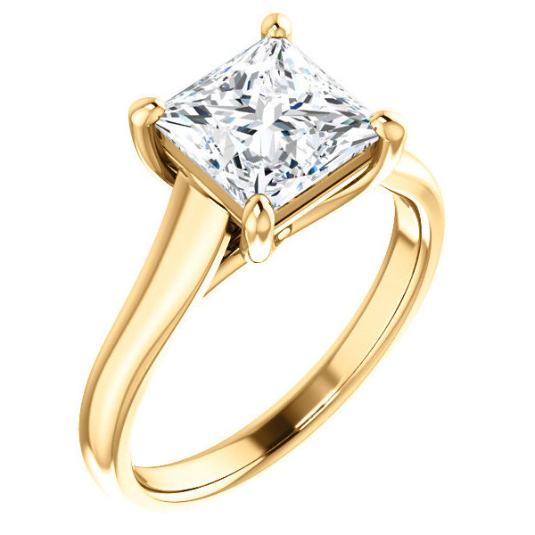 Princess cut Cathedral Solitaire Ring - sol423-pr - MoissaniteCo.com