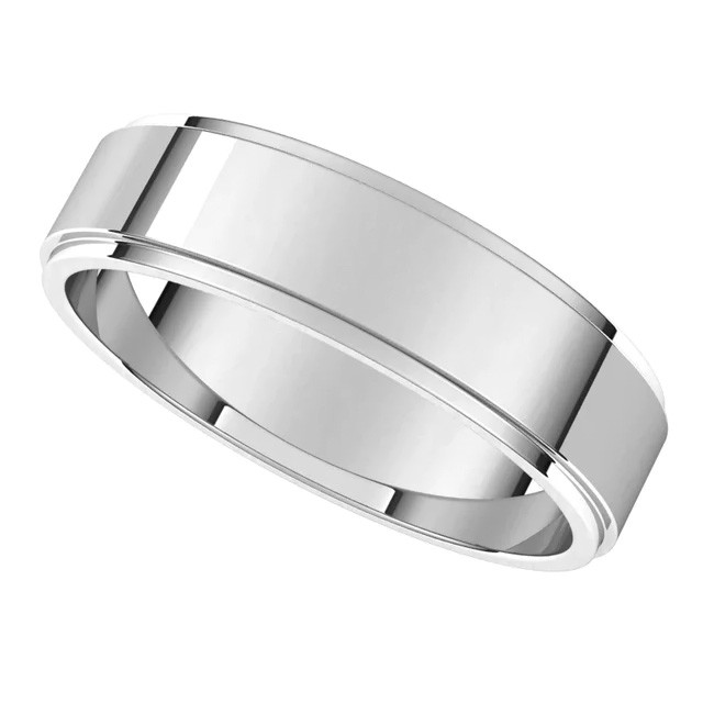 5mm Platinum Stepped Flat Wedding Band - band008-5mm-platinum ...