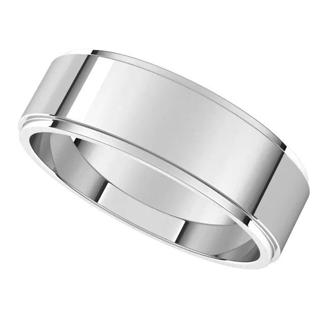 6mm Platinum Stepped Flat Wedding Band - band008-6mm-platinum ...