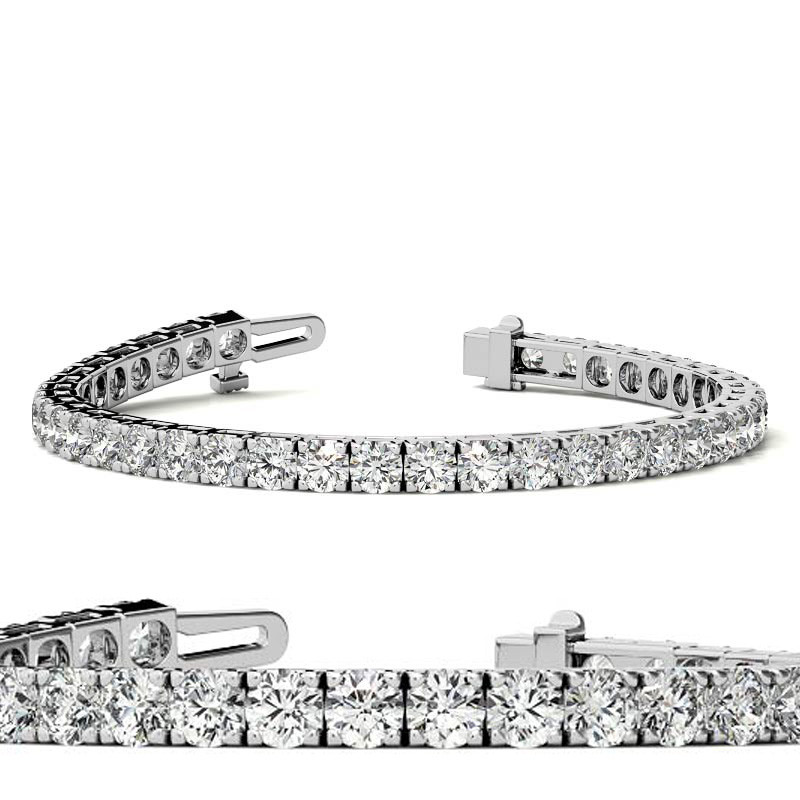 Round Moissanite Bracelet 10 0ct 4mm 14k W Y Brc201 4 Round Moissanite Bracelet 10 0ct 4mm