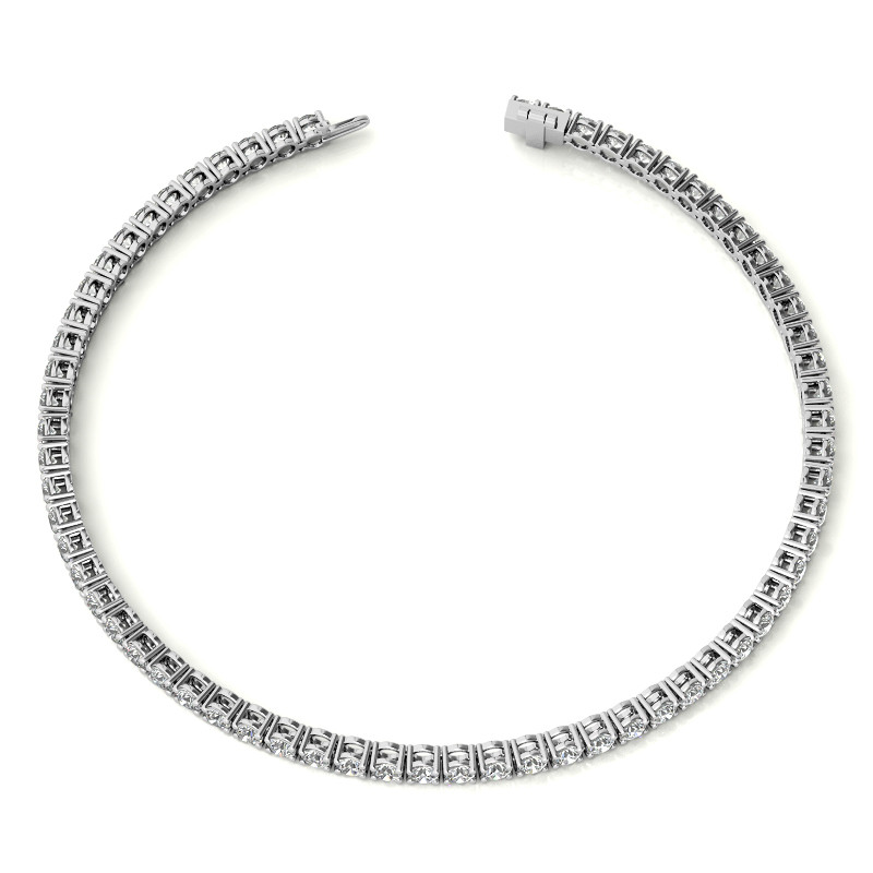 4-Prong 2.4mm Round Brilliant Moissanite Tennis Bracelet 3.0ct - 3.7ct ...