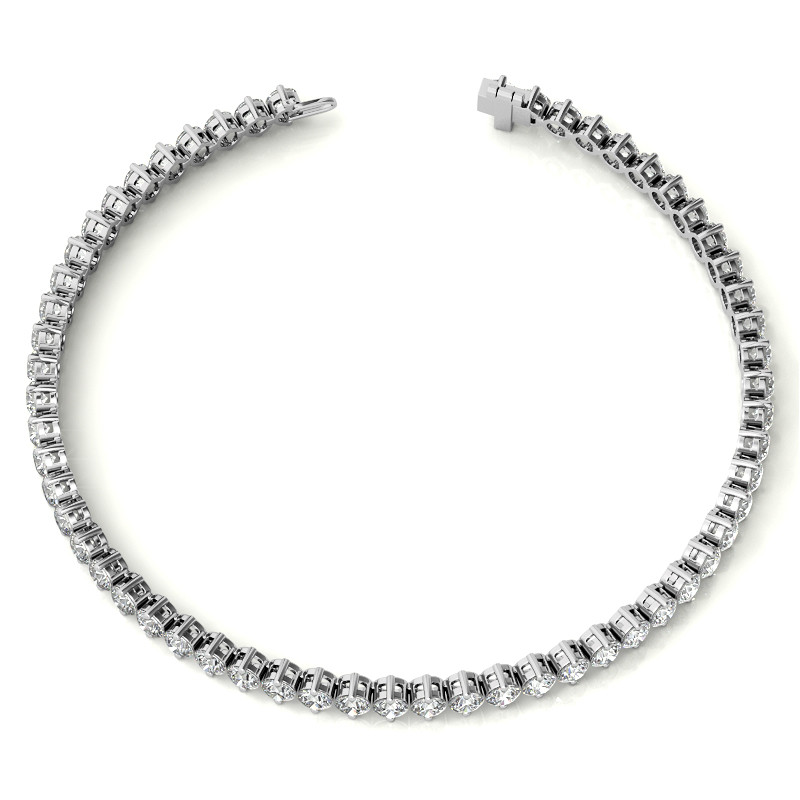 2-Prong 2.7mm Round Brilliant Moissanite Tennis Bracelet 4.2ct - 5.2ct ...