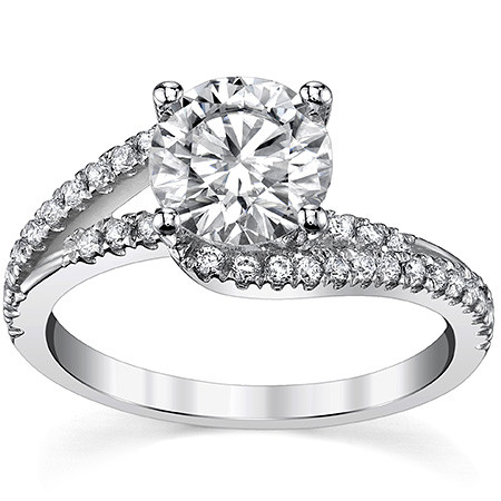 Bypass Cathedral Round Brilliant Moissanite Engagement Ring - eng069 ...