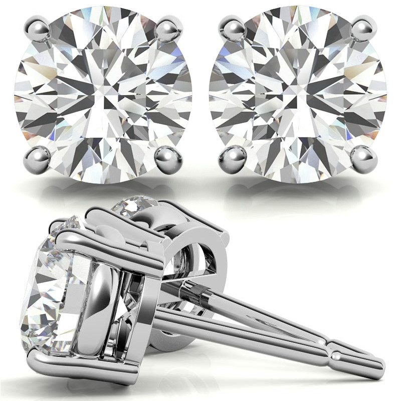 Eclat Jewels - Stud Earrings with 4.15 carats Diamonds, Platinum – AF  Jewelers