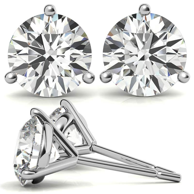 2 ct tw Martini Earring Top Russian CZ Moissanite Simulant 14 Kt Extra Brilliant 