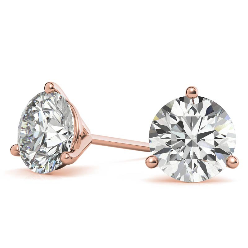 2ct. 3-Prong Martini Diamond Stud Earrings 14kt White Gold G-H