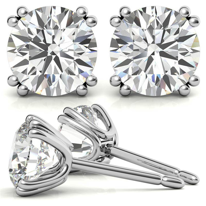 Round Moissanite Vintage Split Prong Stud Earrings - ear151 ...