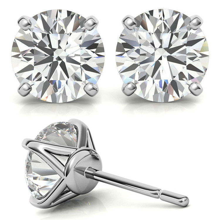 4-Prong Round Moissanite Stud Earrings - ear171 - MoissaniteCo.com