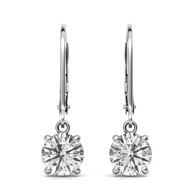 4-Prong Basket Round Moissanite Leverback Dangle Earrings - ear175a ...