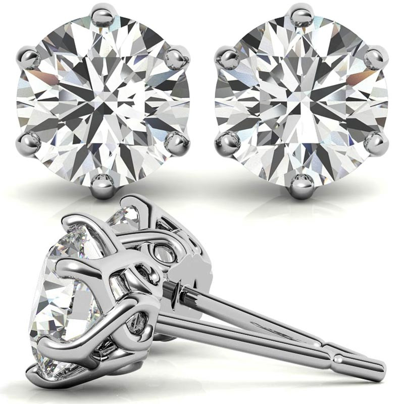 6-Prong Interwoven Crown Moissanite Stud Earrings - ear178