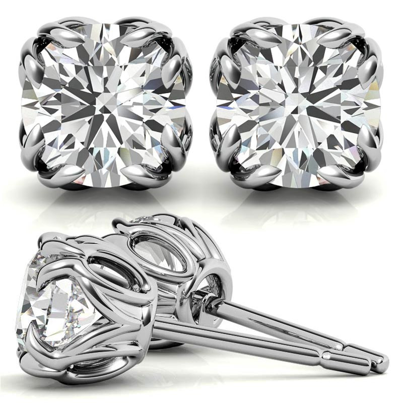 Double Prong Antique Round Moissanite Stud Earrings - ear182 ...