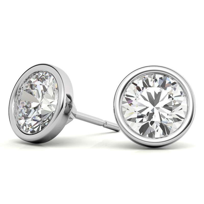 Bezel Martini Round H&A Moissanite Stud Earrings - ear186 ...