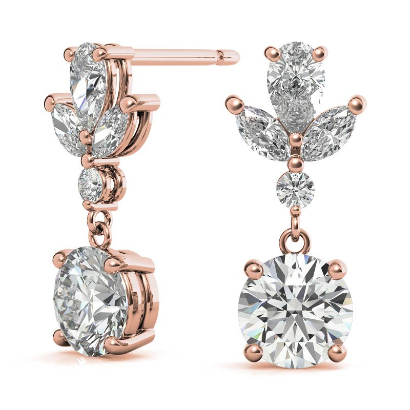 Unique Multi-Stone Moissanite Drop Earrings - ear207 - MoissaniteCo.com