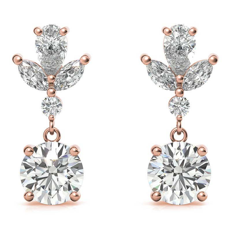 Unique Multi-Stone Moissanite Drop Earrings - ear207 - MoissaniteCo.com