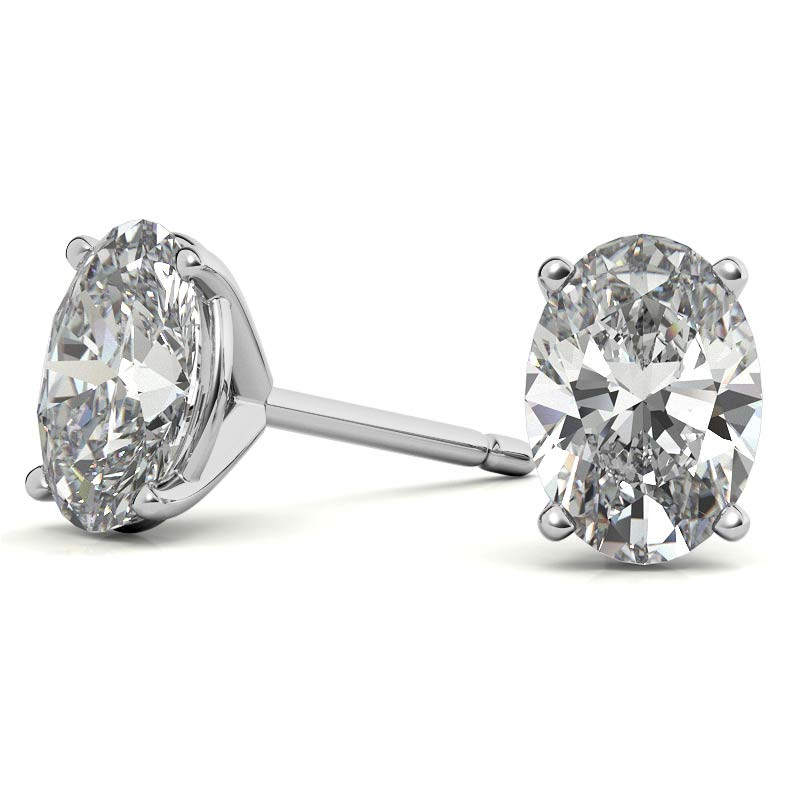 4-prong Oval Martini Moissanite Stud Earrings - ear213 - MoissaniteCo.com