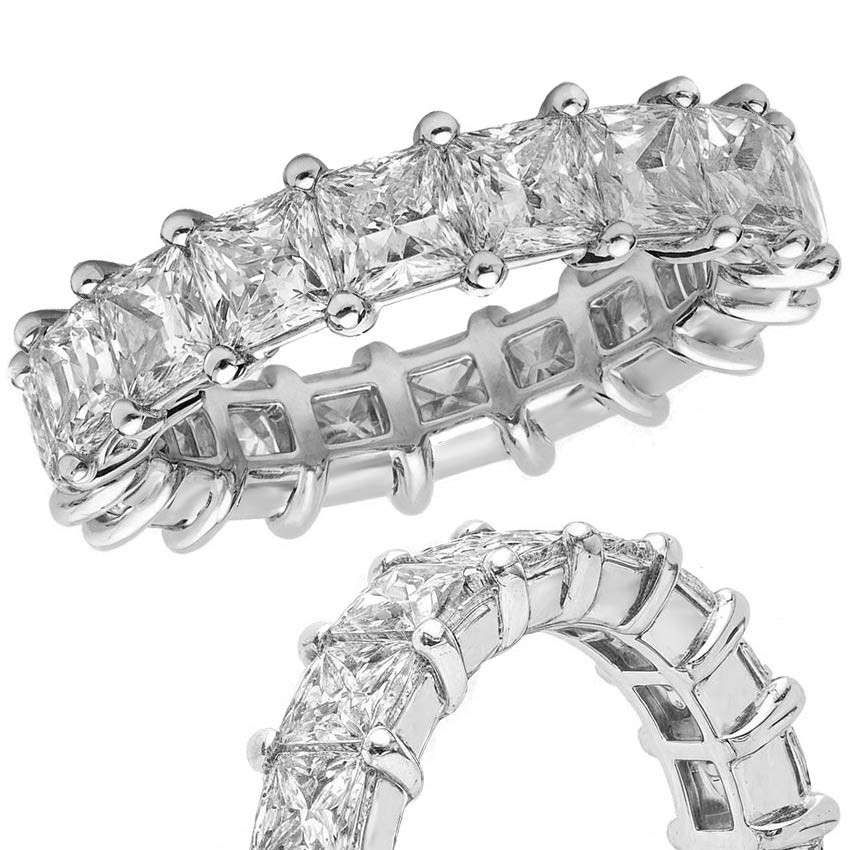 3.5mm Princess cut Moissanite Shared Prong Eternity Ring
