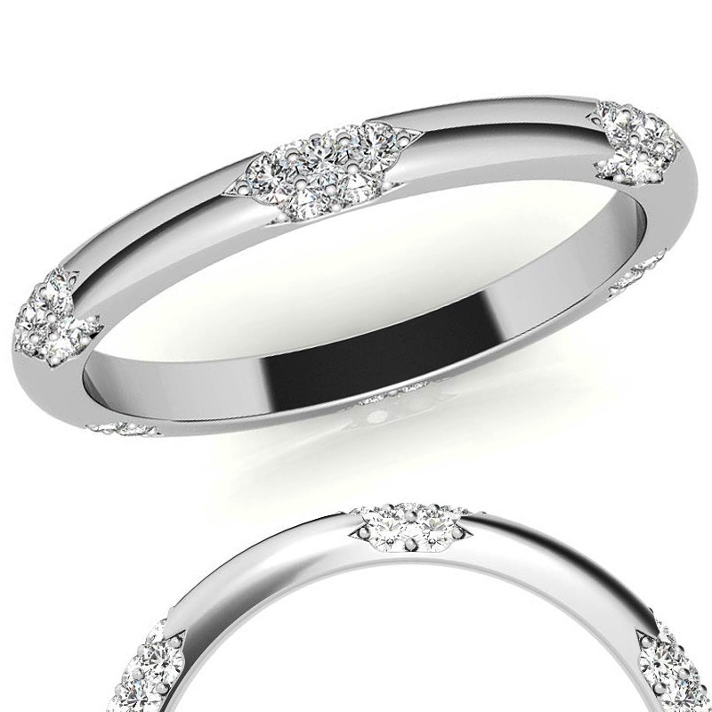 Michael B. Ladies Platinum Rounded Lace Wedding Band