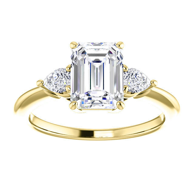 Emerald / Radiant and Pear Moissanite 3-Stone Ring - enr047-em ...