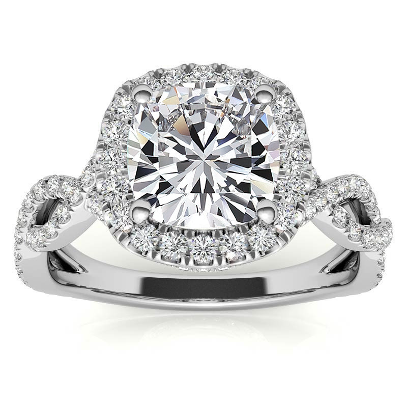 Infinity Style Halo Cushion Moissanite Engagement Ring - eng007 ...