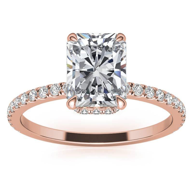 Diamond Collar Emerald/Radiant Moissanite Engagement Ring - eng009-em ...