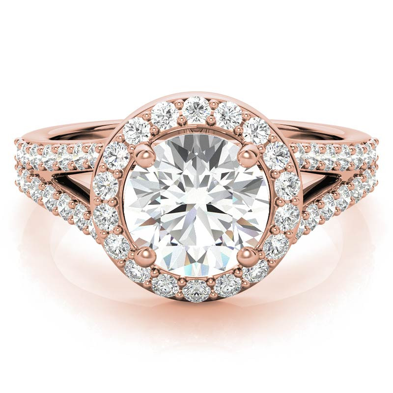 Halo Split Shank Moissanite Engagement Ring - eng022 - MoissaniteCo.com