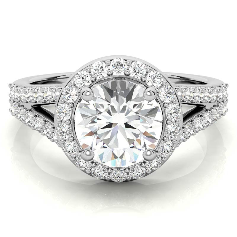 Halo Split Shank Moissanite Engagement Ring - eng022 - MoissaniteCo.com