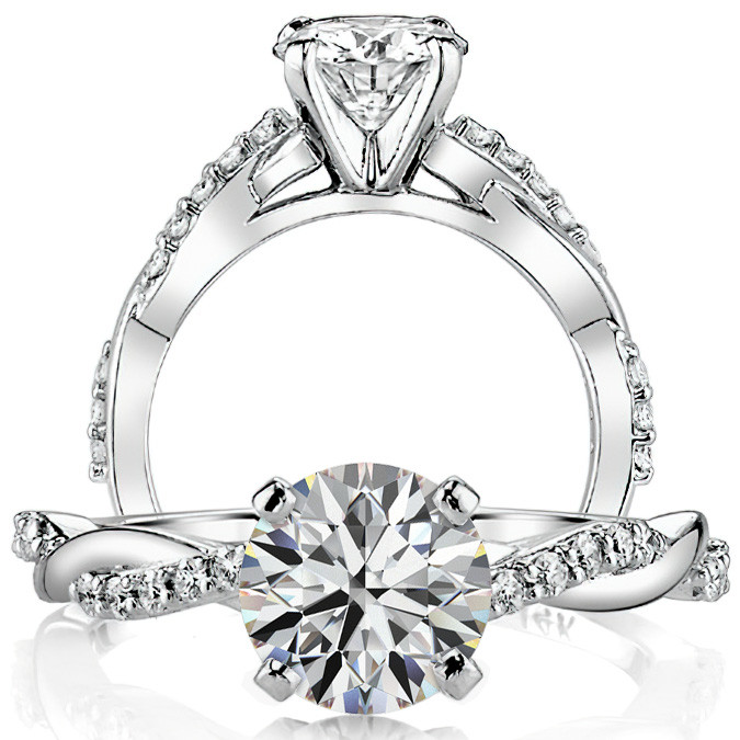 Round Brilliant Moissanite Twisted Engagement Ring Setting