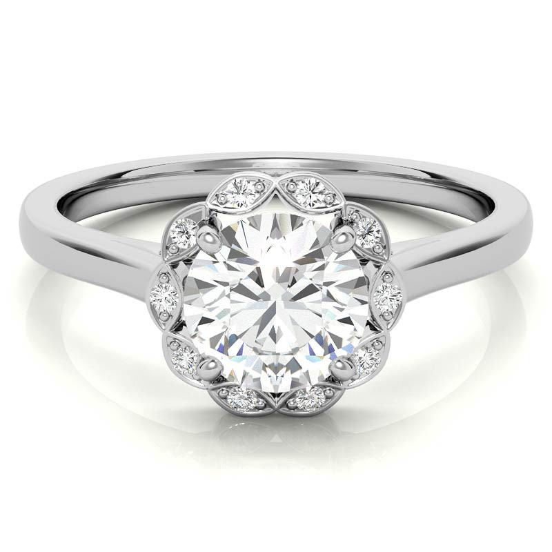 Round Petite Moissanite Engagement Ring - eng042 - MoissaniteCo.com