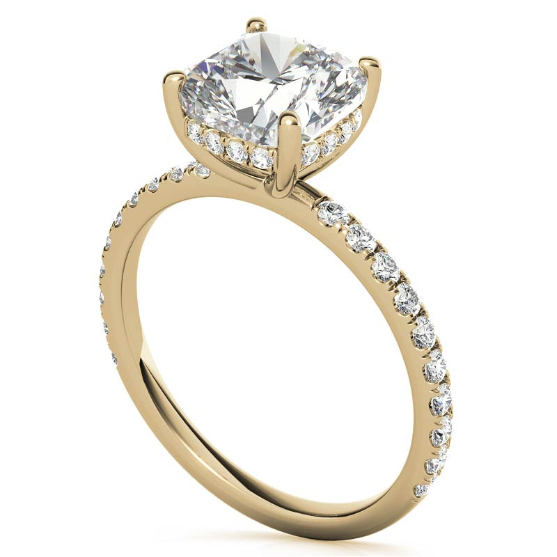Cushion Moissanite Engagement Ring with Pave Accented Basket - eng057 ...