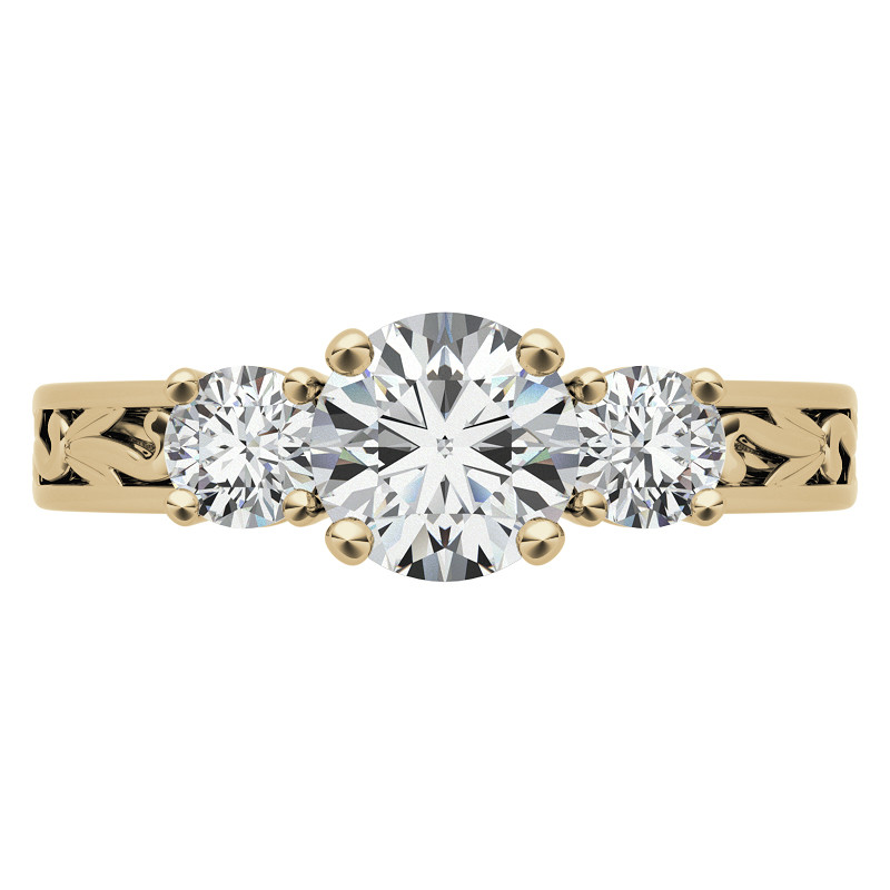 Three-Stone Floral Scroll Design Moissanite Engagement Ring - eng064 ...