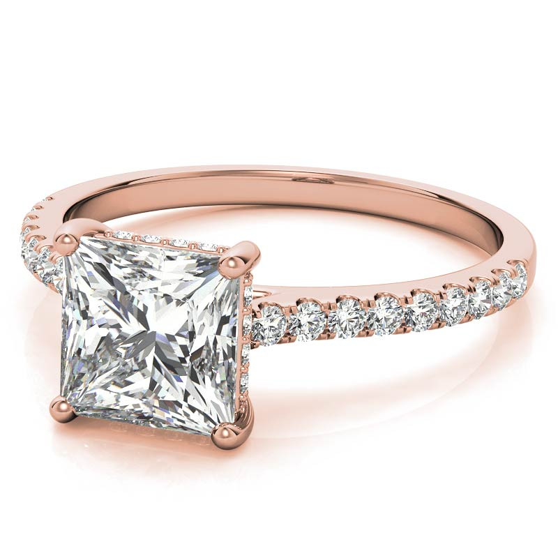 Cathedral & Collar Princess Moissanite Engagement Ring - eng072 ...