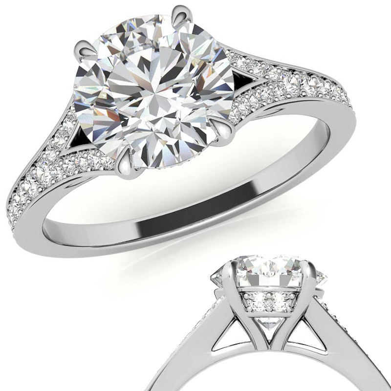 Pics of Split Shanks Rings (and wedding bands) - Weddingbee | Halo wedding  rings sets, Engagement wedding ring sets, Split shank halo engagement ring