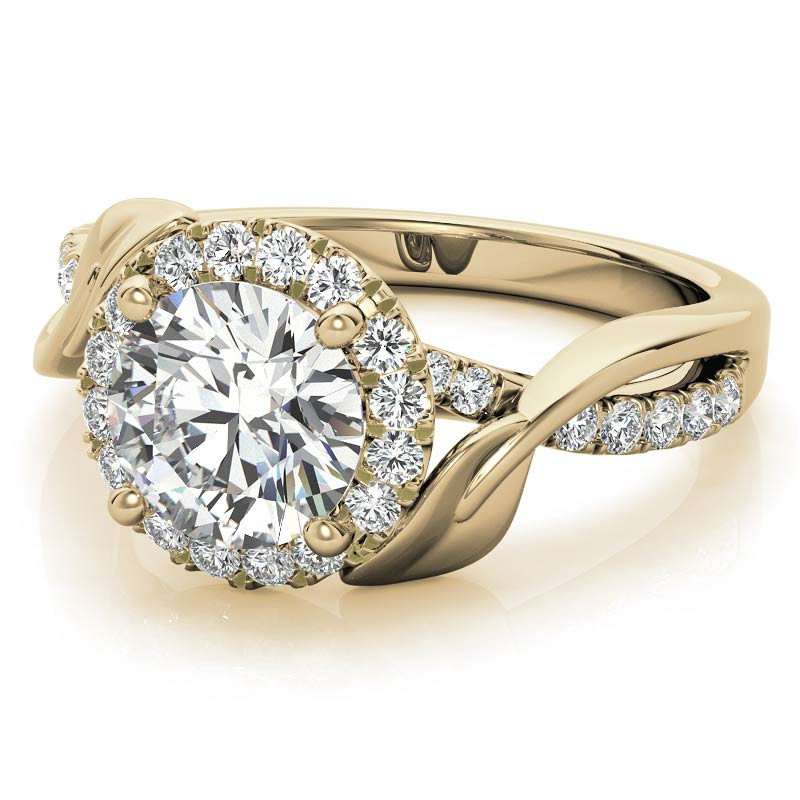 Floral Cathedral Halo Round Brilliant Engagement Ring - eng086 ...