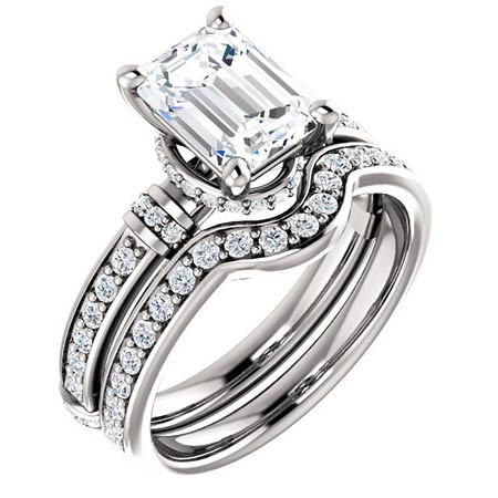 Emerald / Radiant cut Moissanite Engagement Ring - eng1009-em ...