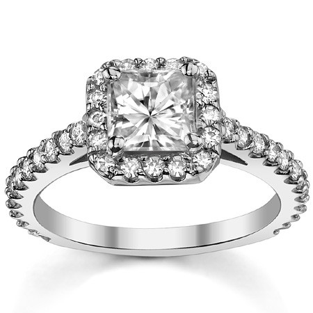 Princess Halo Moissanite Engagement Ring - eng111b - MoissaniteCo.com