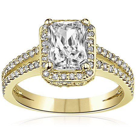 Radiant Moissanite Halo Split Shank Engagement Ring - sale-eng118-ZKsoD ...